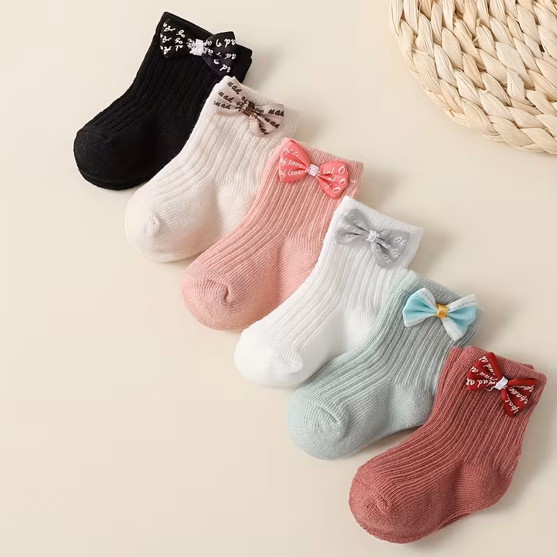 6 Pares de Calcetines Tobilleros con Decoraciones 3D en Forma de Lazo